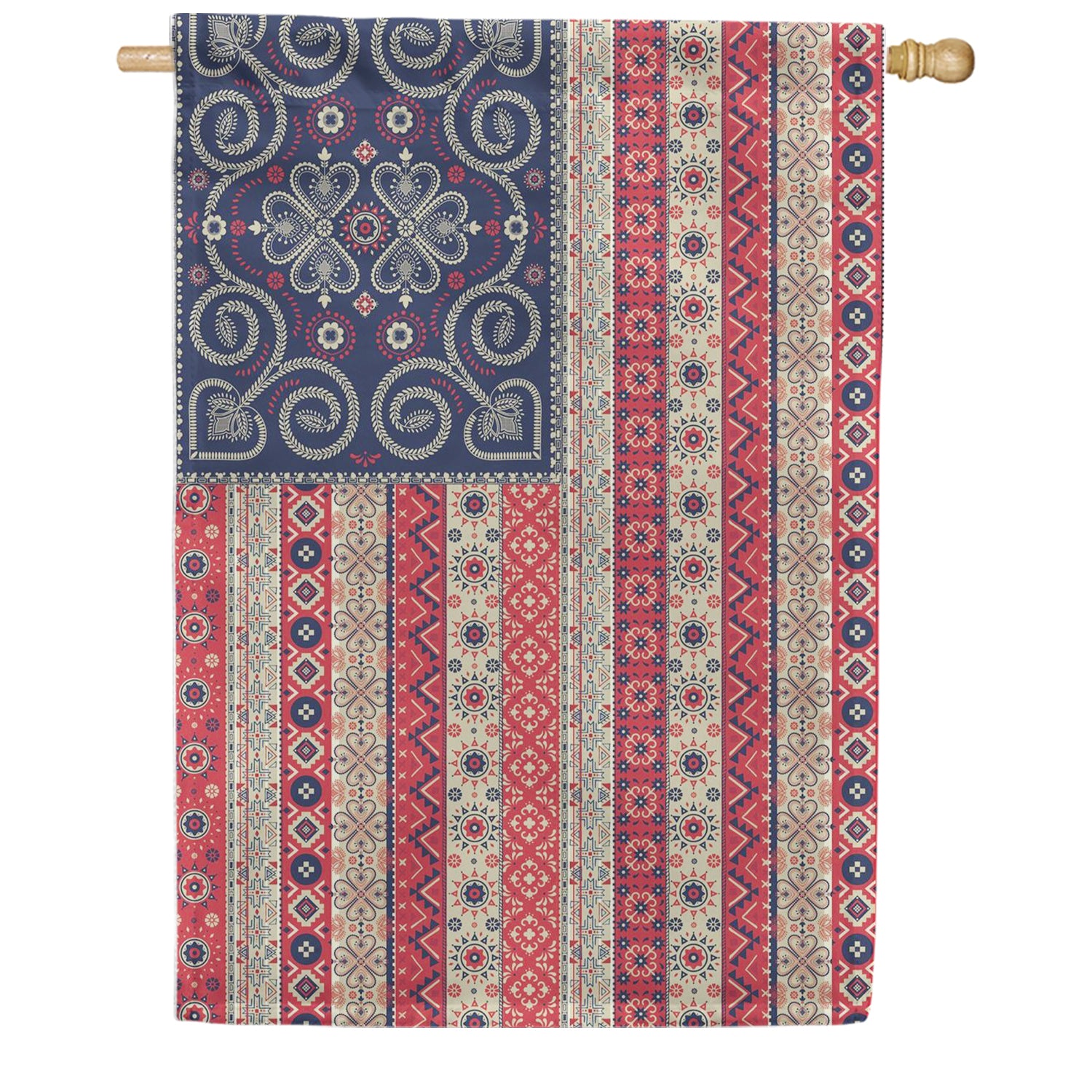 Evergreen Applique House Flag - Americana BOHO