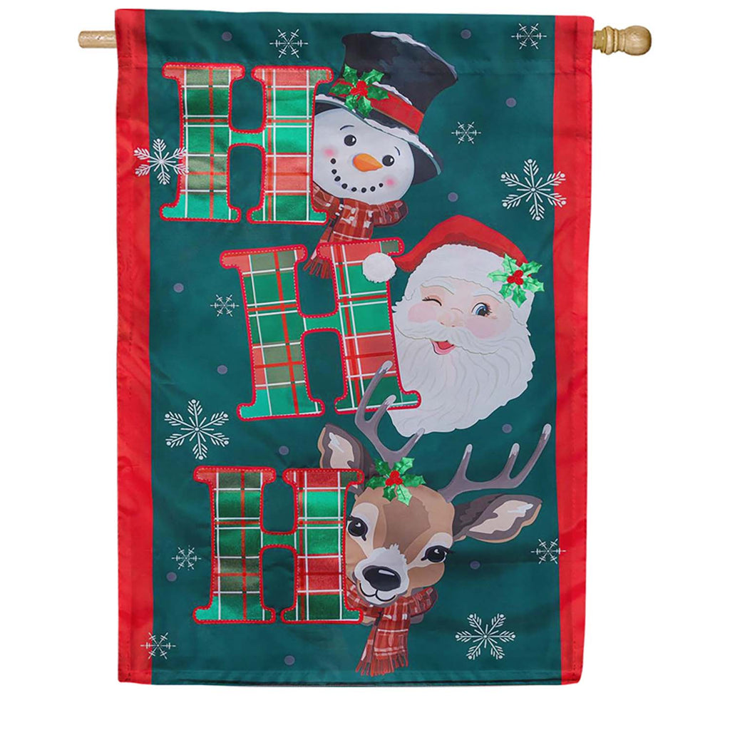 Evergreen Applique House Flag - Ho Ho Ho Christmas Icons