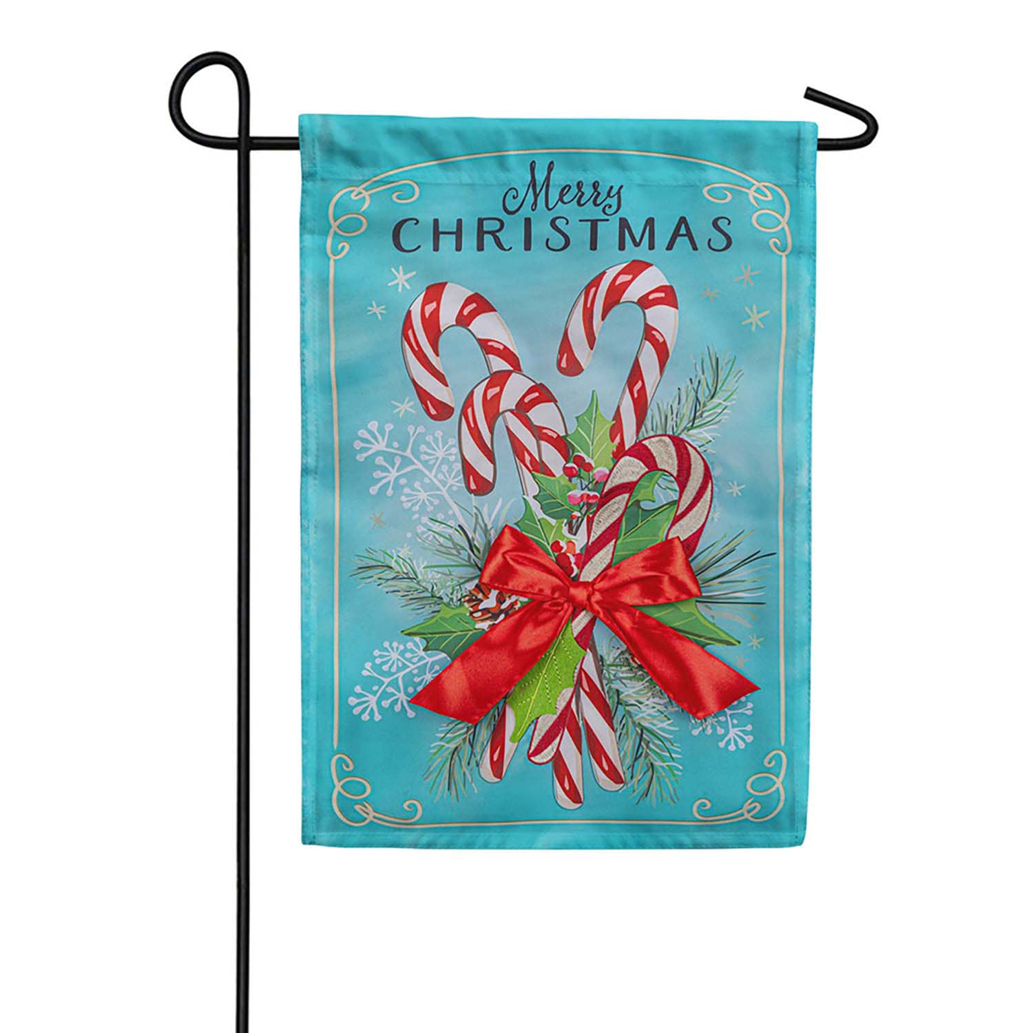 Evergreen Applique Garden Flag - Vintage Candy Canes