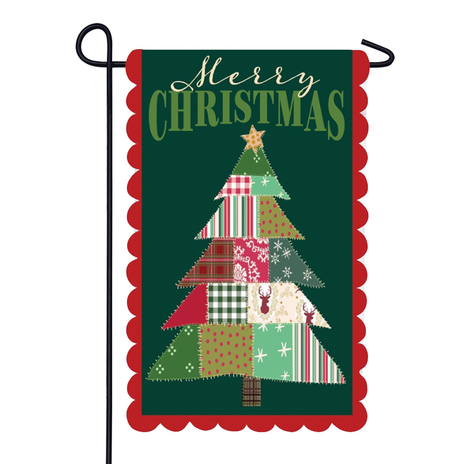 Evergreen Applique Garden Flag - Quilted Christmas Tree