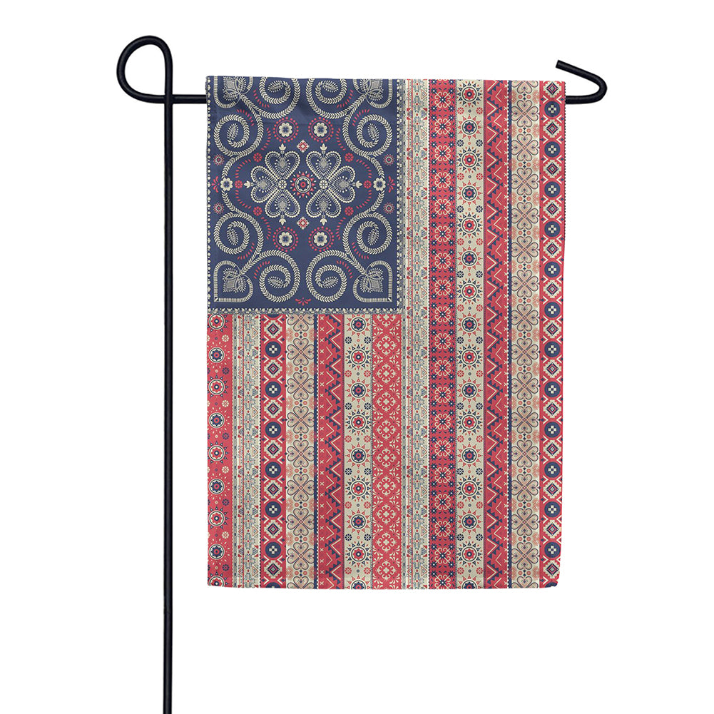 Evergreen Applique Garden Flag - Americana BOHO