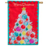 Evergreen Applique House Flag - Vintage Christmas Tree