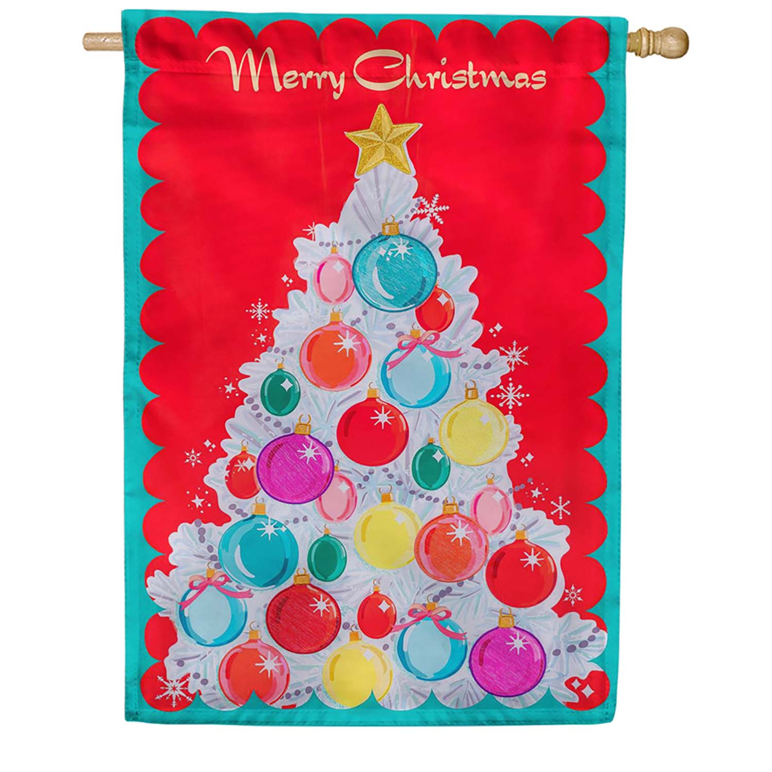 Evergreen Applique House Flag - Vintage Christmas Tree