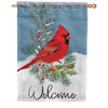 Evergreen Applique House Flag - Winter Night Cardinal