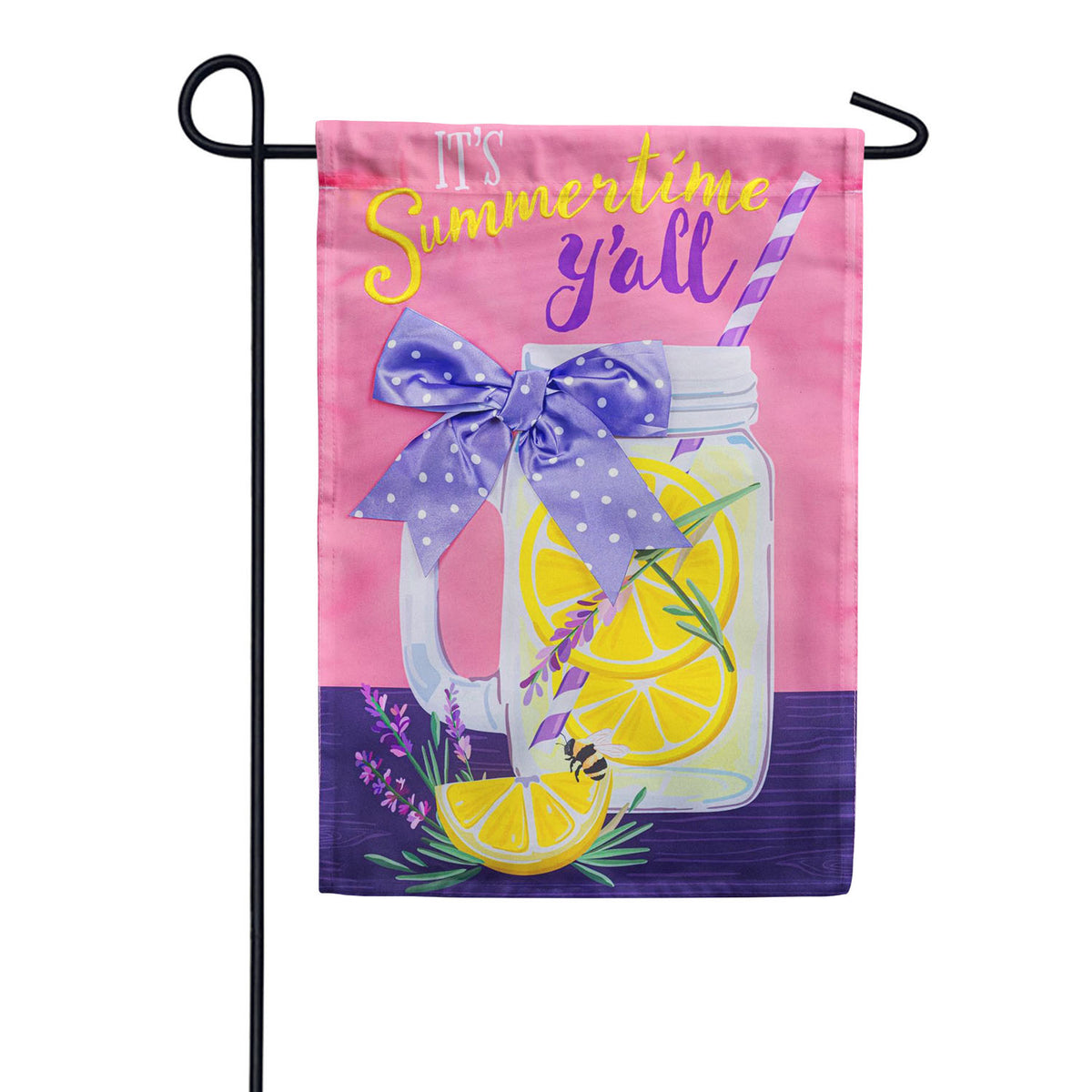 Evergreen Applique Garden Flag - Lavender Lemonade