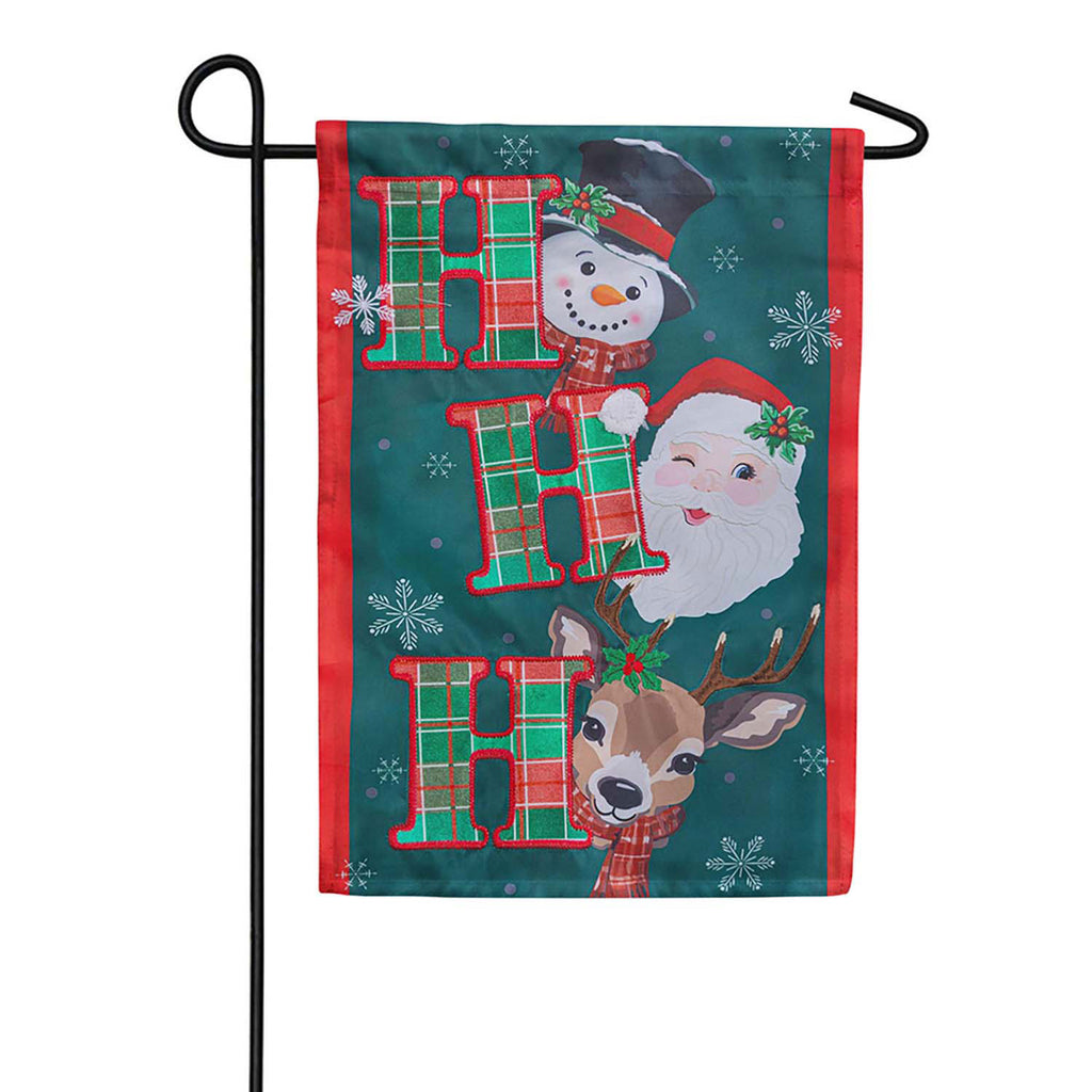 Evergreen Applique Garden Flag - Ho Ho Ho Christmas Icons