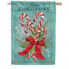 Evergreen Applique House Flag - Vintage Candy Canes