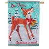 Evergreen Applique House Flag - Oh Deer