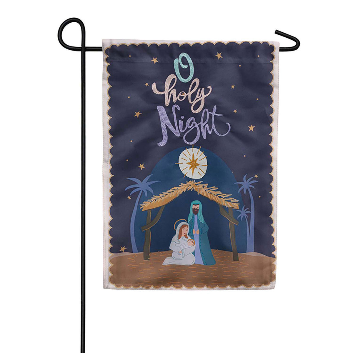 Evergreen Applique Garden Flag - O Holy Night Miracle