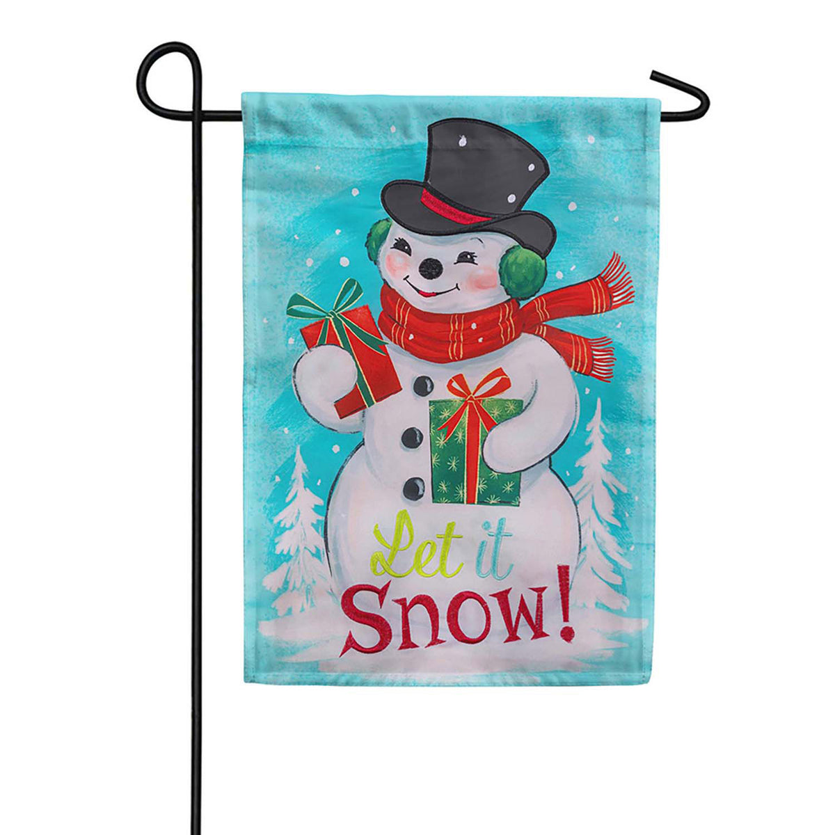 Evergreen Applique Garden Flag - Heartfelt Cheer Snowman