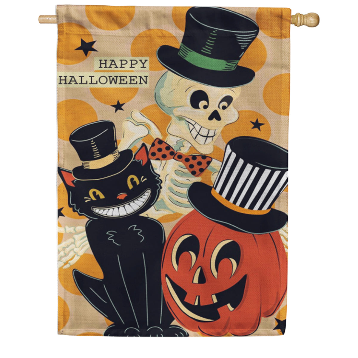 Evergreen Burlap House Flag Halloween Trio