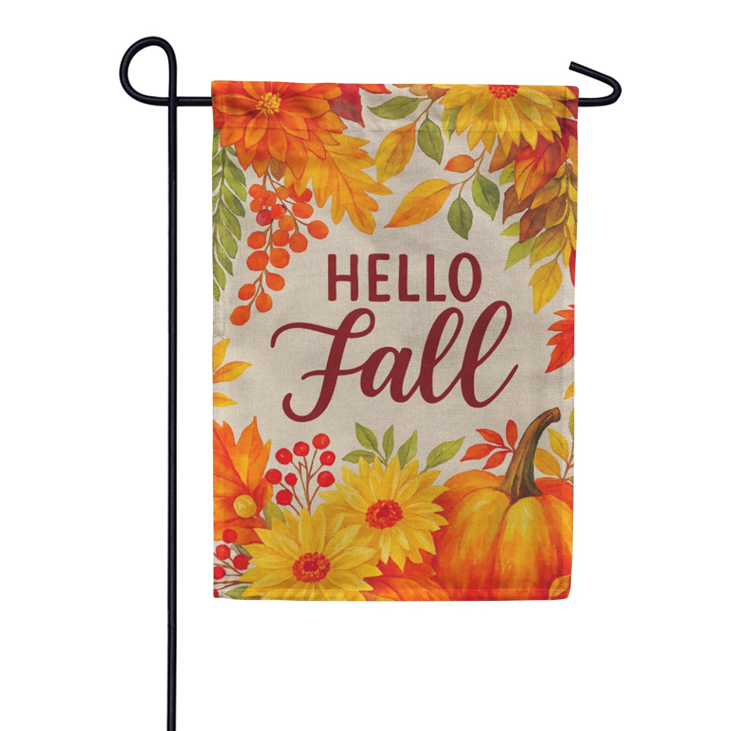 Evergreen Burlap Garden Flag Fall Floral Bloom