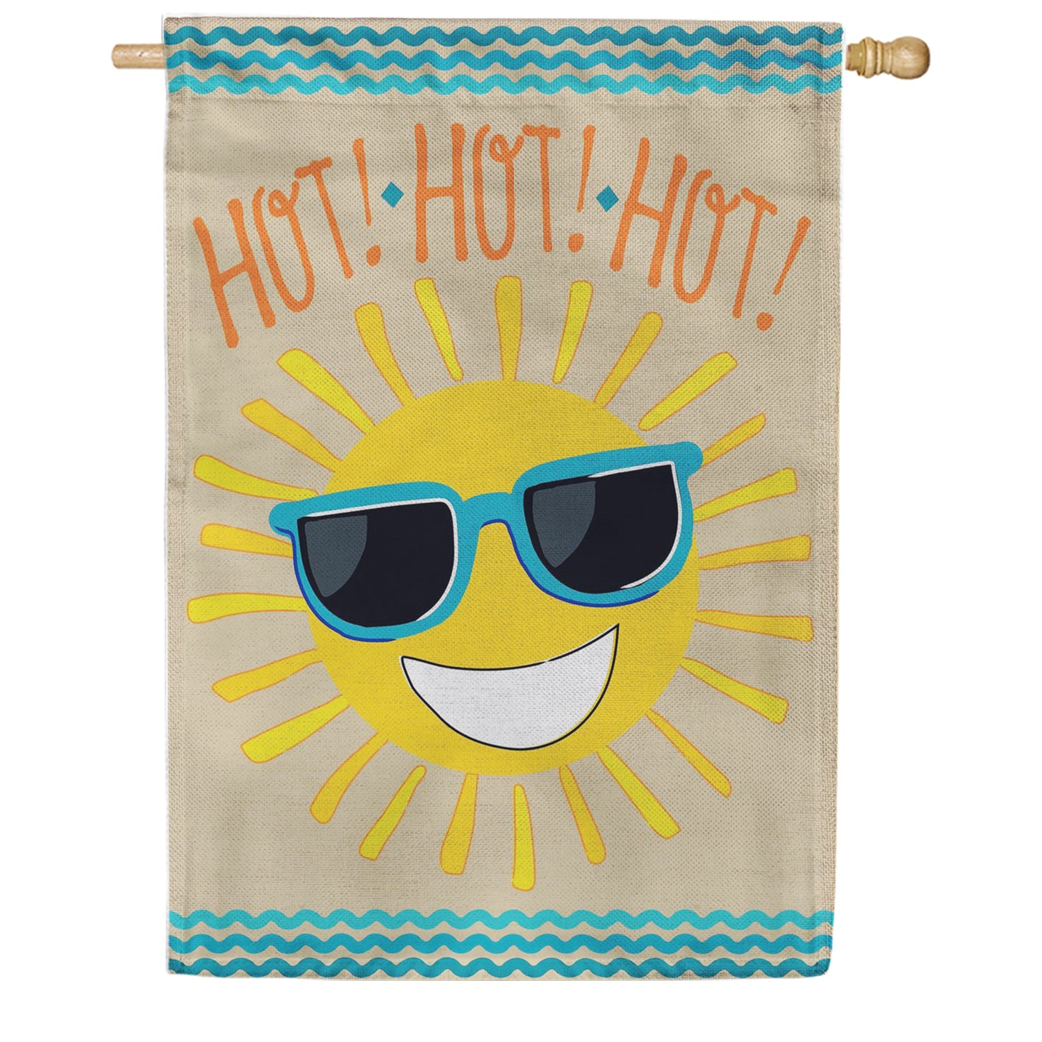 Evergreen Burlap House Flag - HOT HOT HOT Sunshine