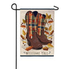 Evergreen Fall Cowboy Boots Burlap Garden Flag