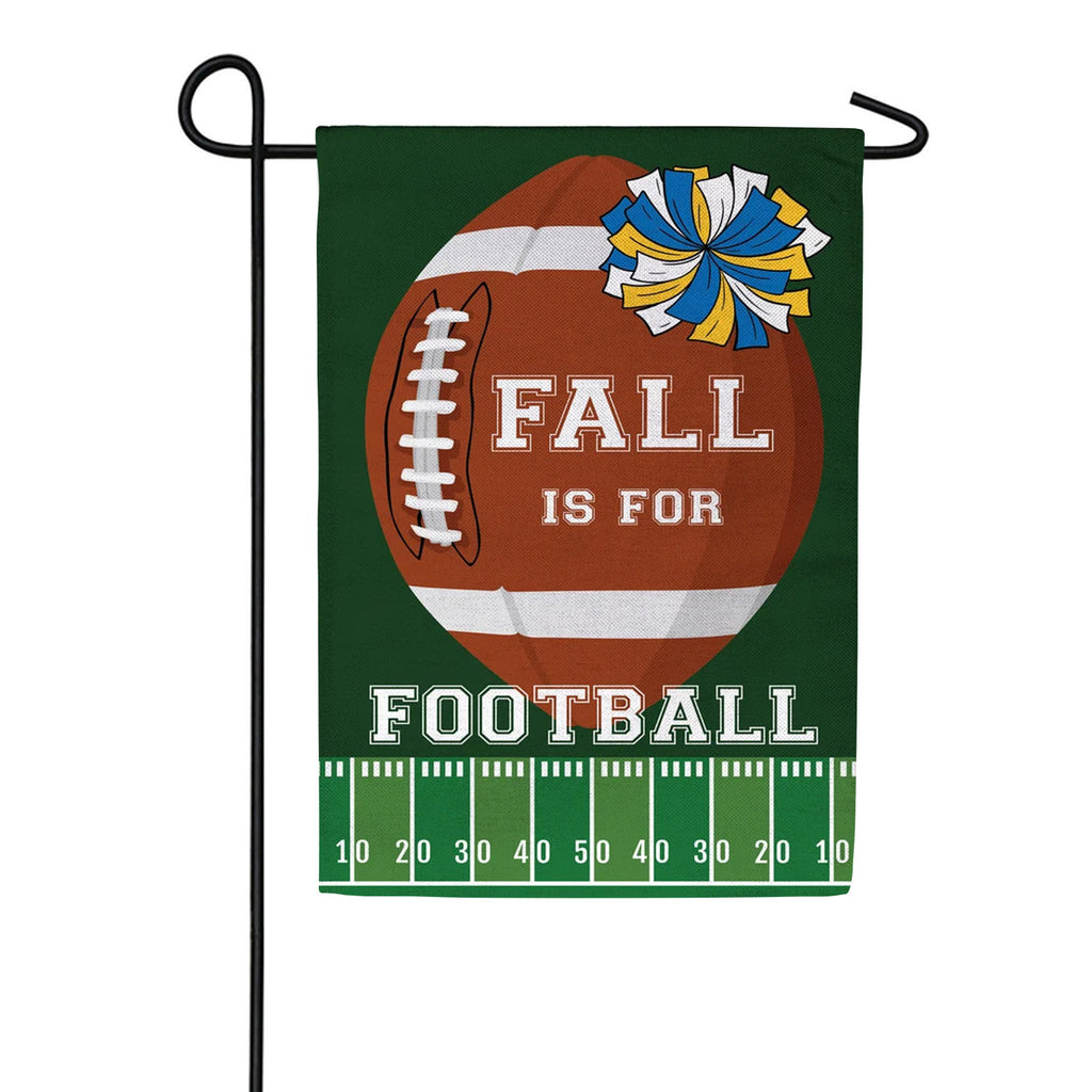 Evergreen Fall Football Burlap Garden Flag