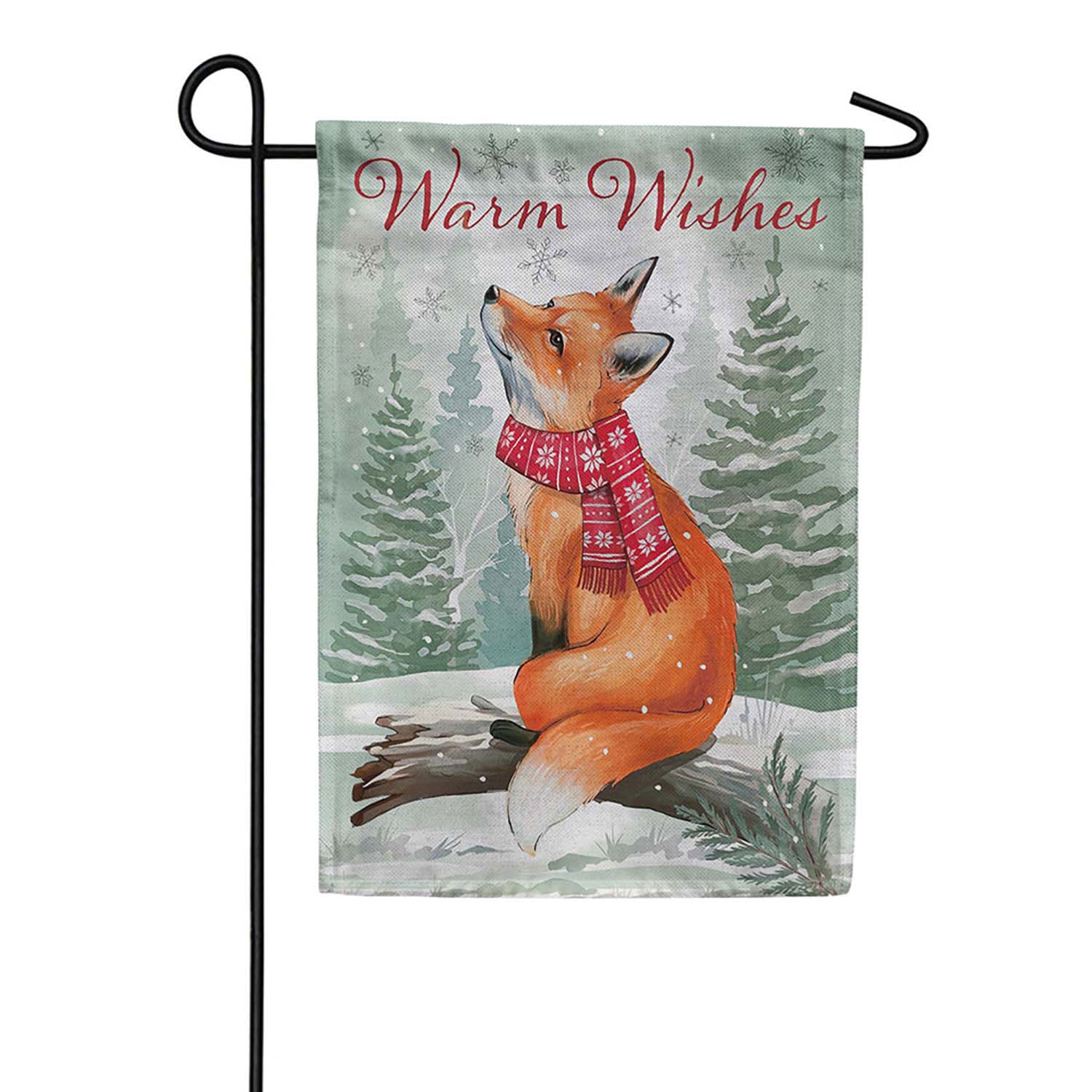 Evergreen Burlap Garden Flag - Winter Grove Fox