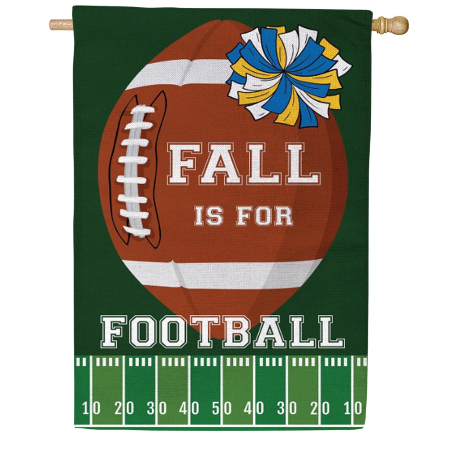 Evergreen Fall Football Burlap House Flag
