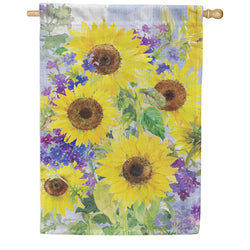 Evergreen Burlap House Flag - Sunflower Happiness
