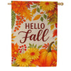 Evergreen Fall Floral Bloom Burlap House Flag