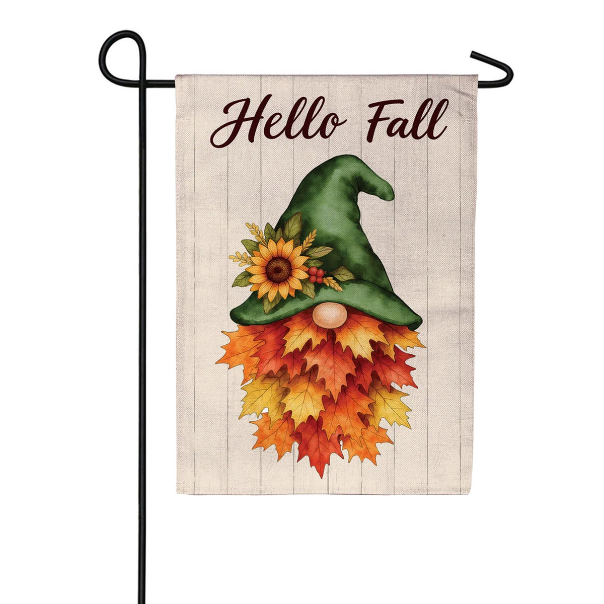 Evergreen Leaf Gnome Burlap Garden Flag 