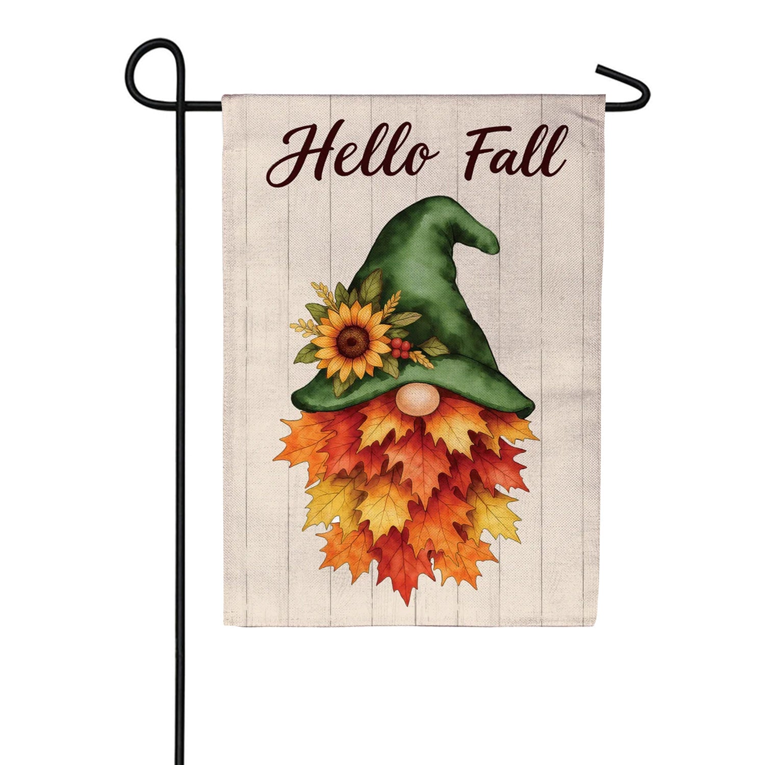 Evergreen Leaf Gnome Burlap Garden Flag 