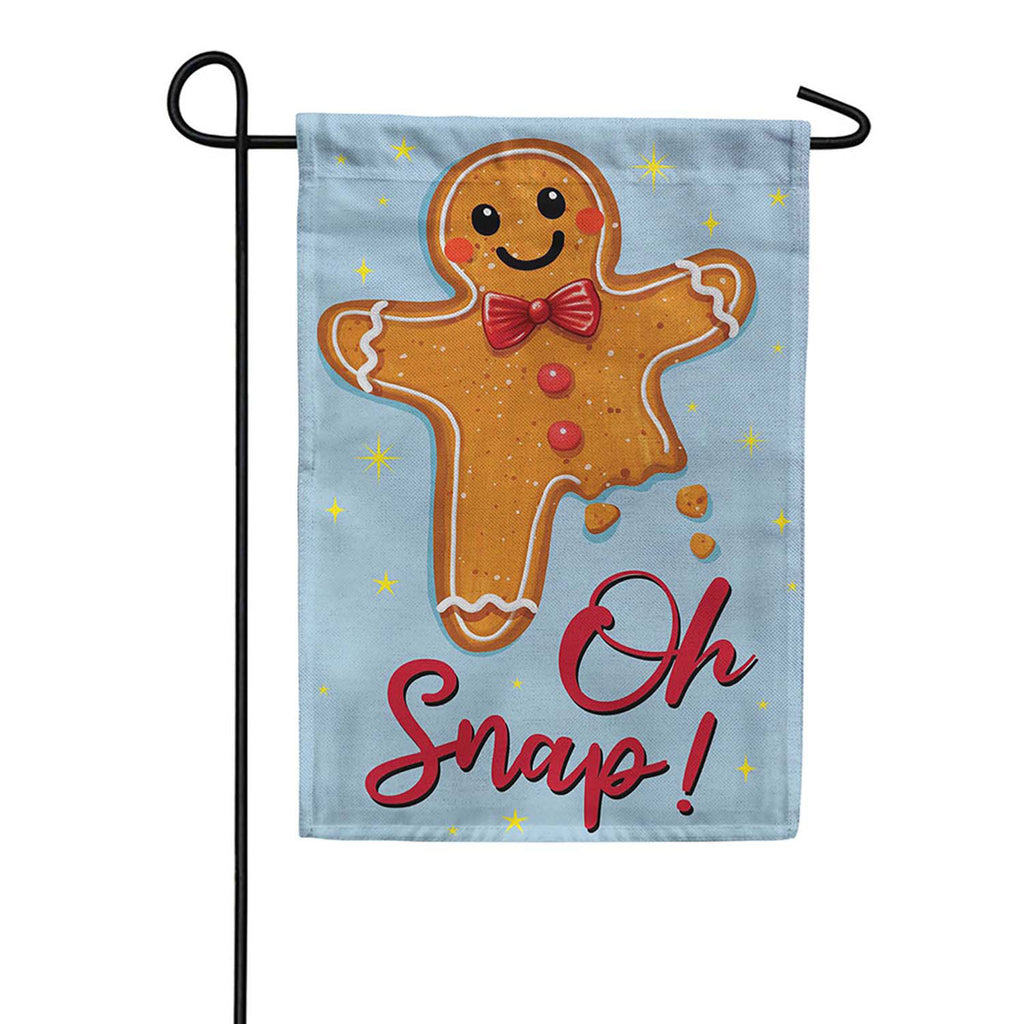Evergreen Burlap Garden Flag - Gingerbread Oh Snap!