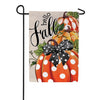 Evergreen Patterned Pumpkins Burlap Garden Flag