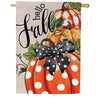 Evergreen Patterned Pumpkins Burlap House Flag
