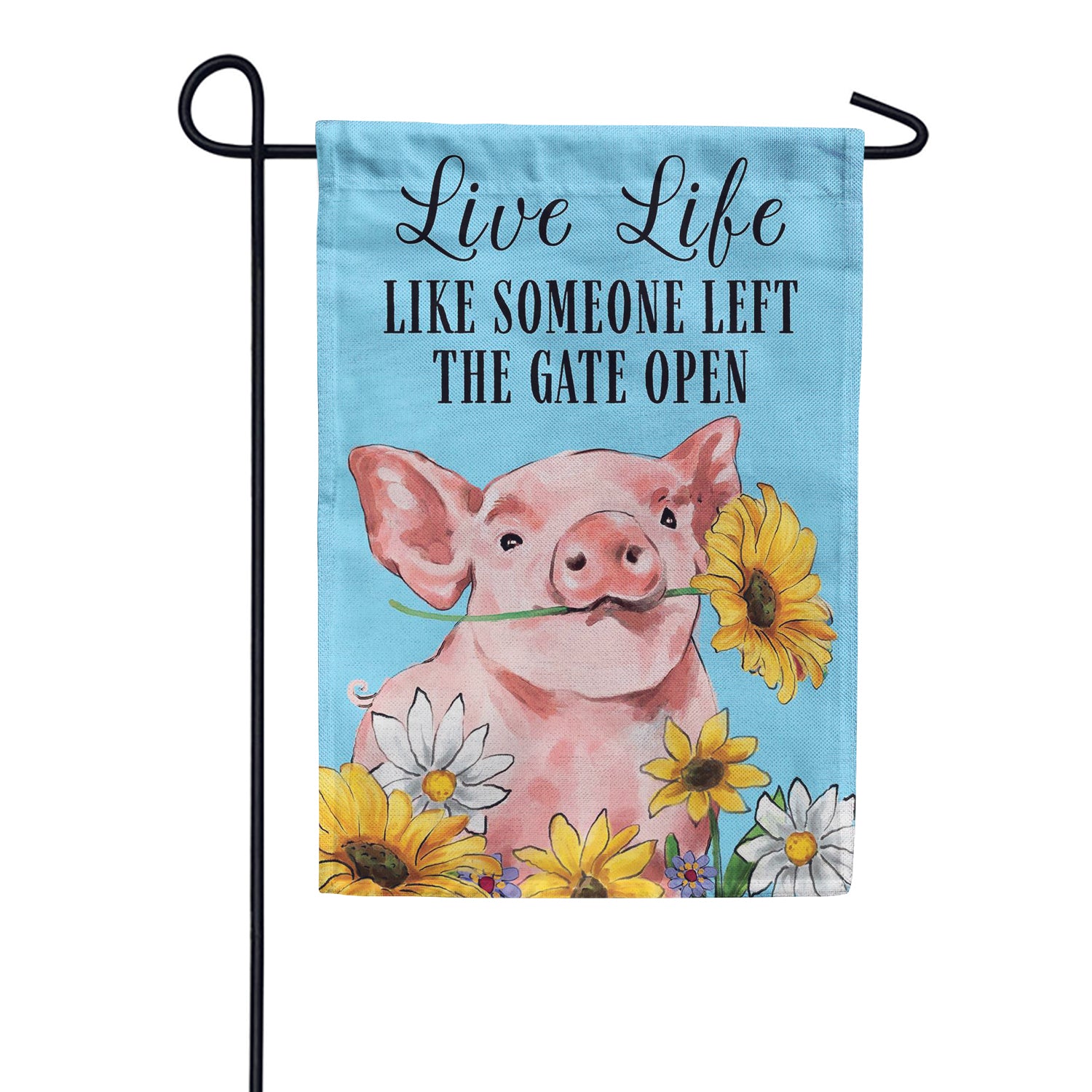Evergreen Burlap Garden Flag - Adventurous Piggie