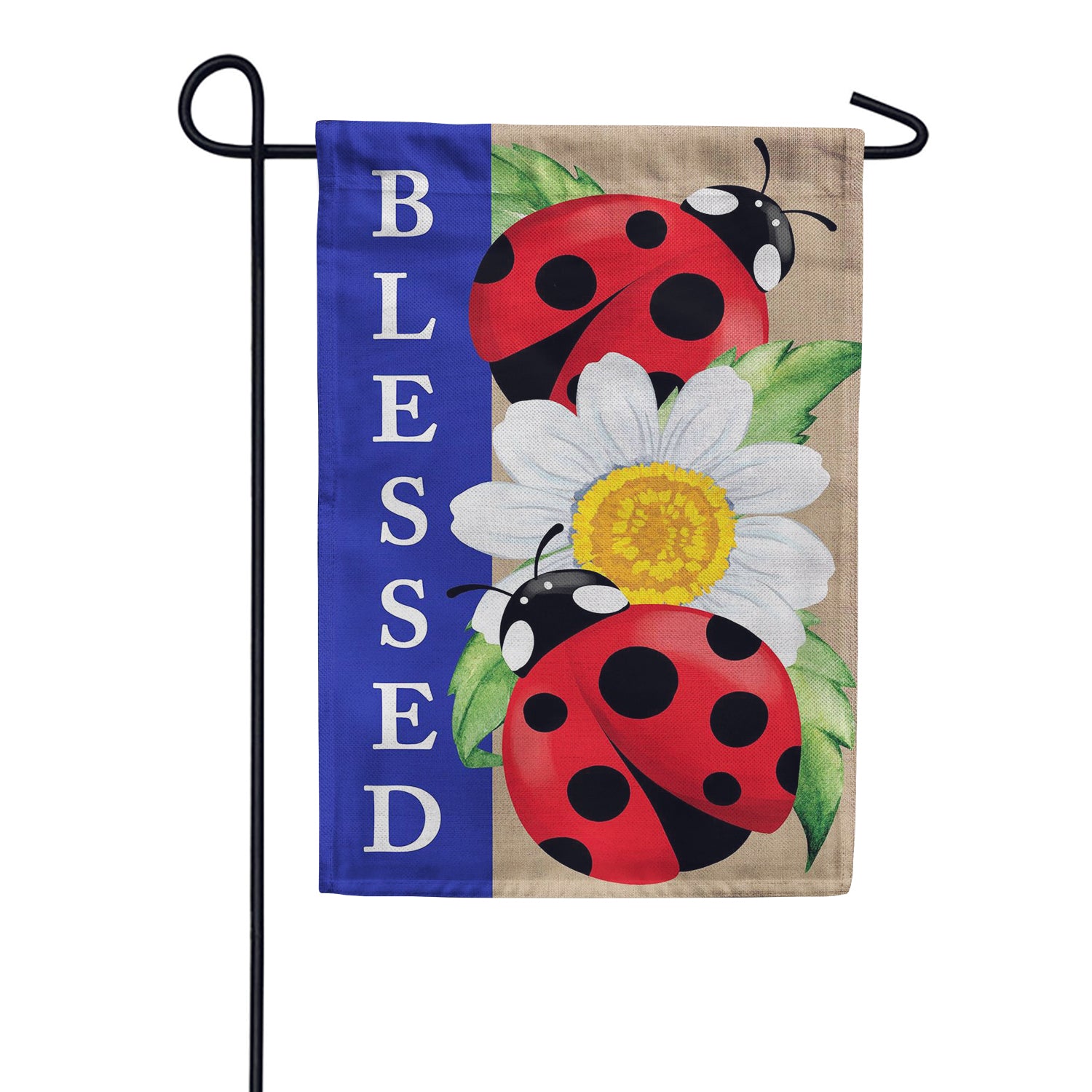 Evergreen Welcoming Ladybugs Burlap Garden Flag