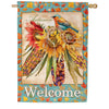 Evergreen Jeweled Fall Maize Burlap House Flag 