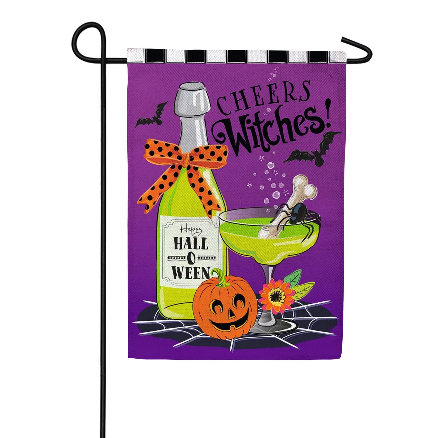 Evergreen Cheers Witches! Burlap Garden Flag