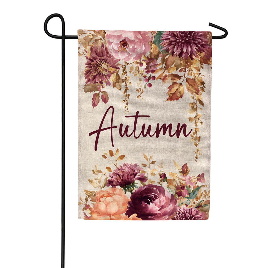 Evergreen Autumn Florals Burlap Garden Flag
