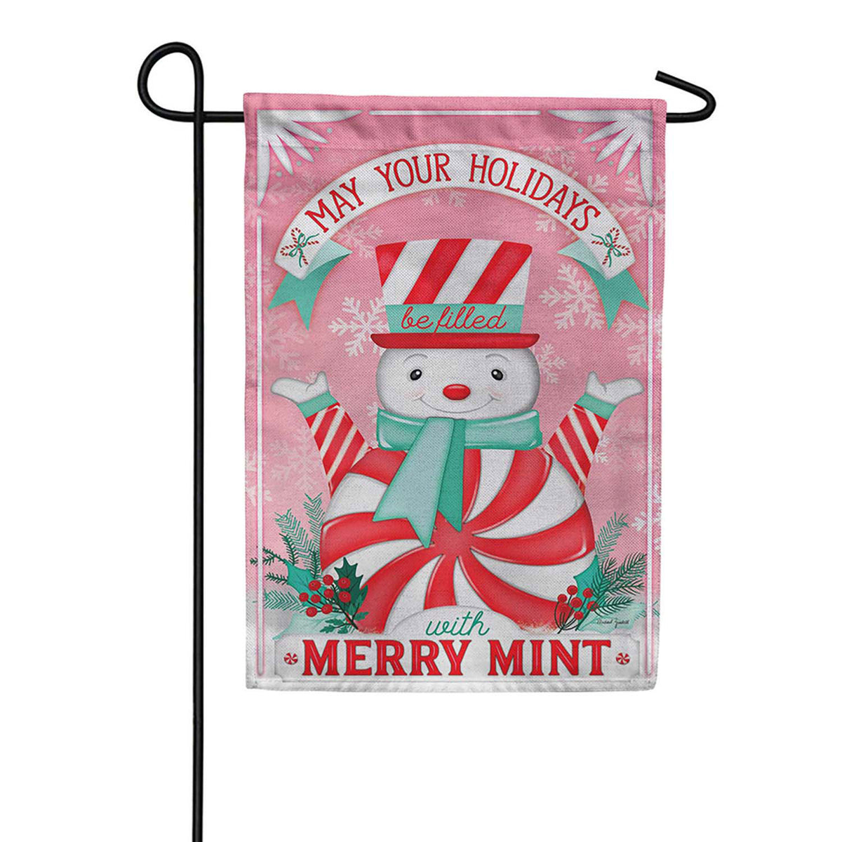 Evergreen Burlap Garden Flag - Merry Mint Holidays