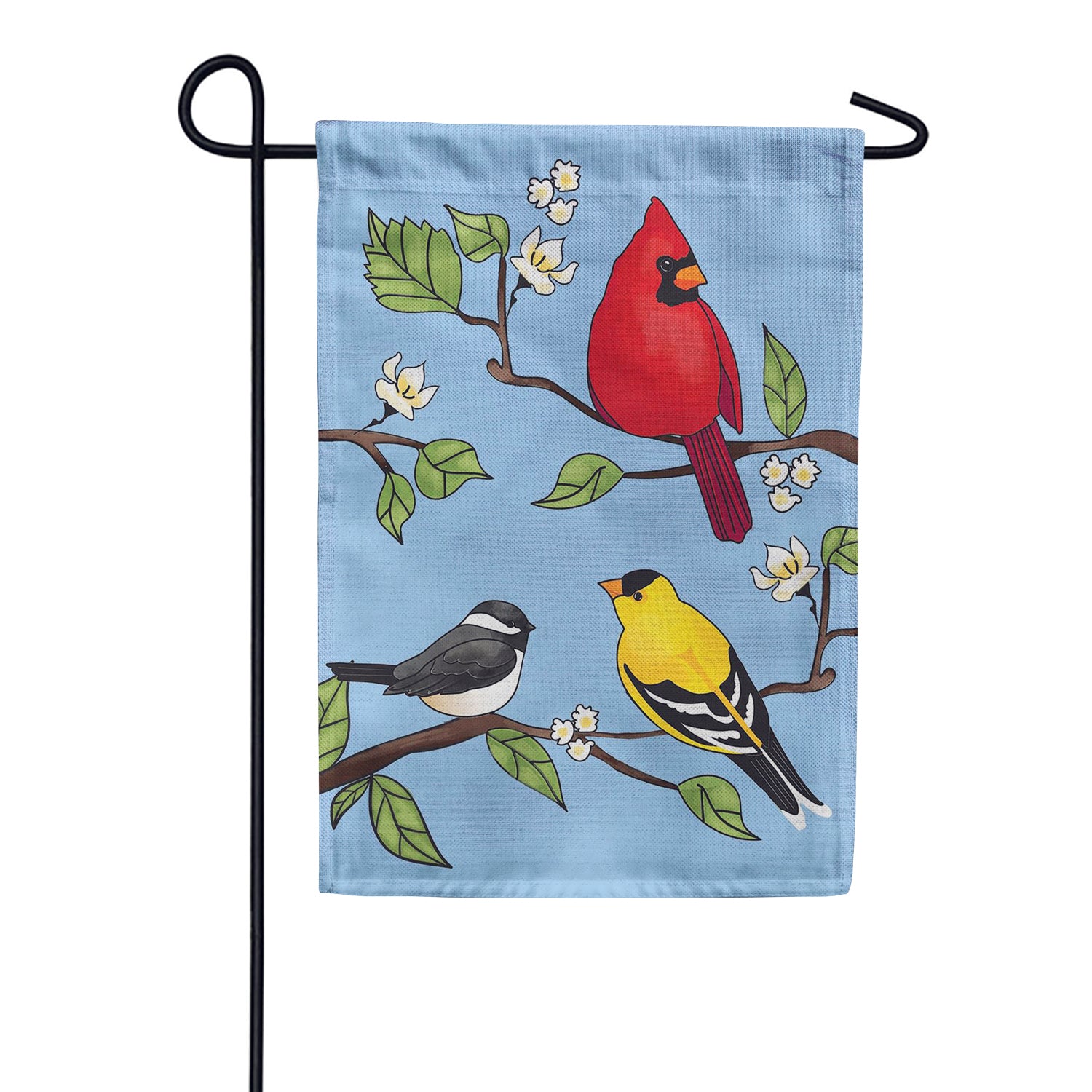 Evergreen Burlap Garden Flag - Cardinal and Friends