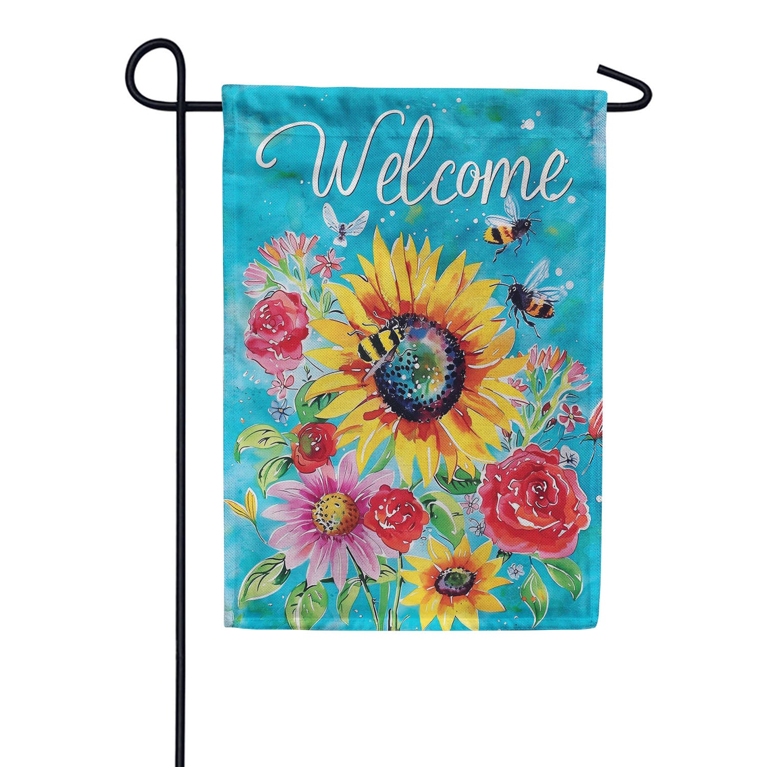 Evergreen Burlap Garden Flag - Colorful Summer Blooms
