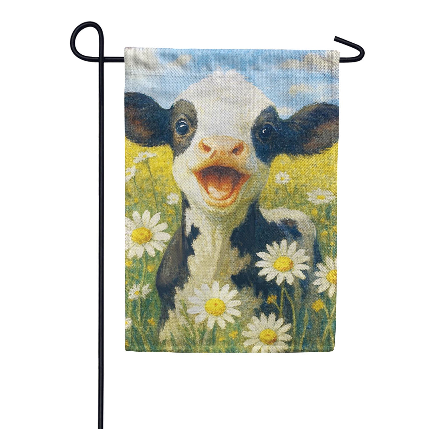 Evergreen Burlap Garden Flag - Caleb The Happy Calf