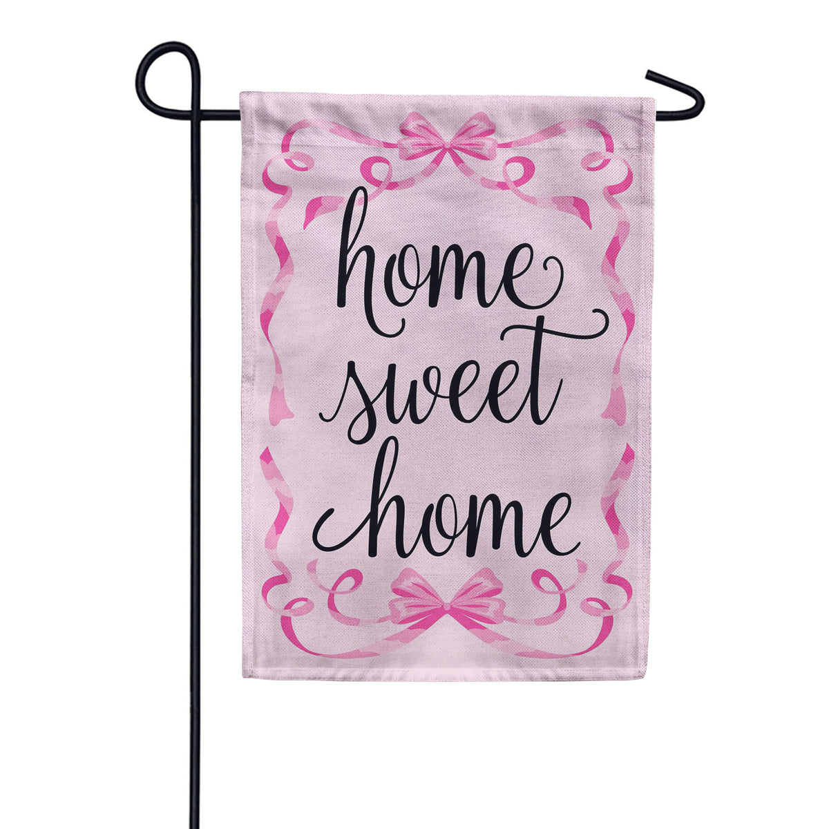 Evergreen Burlap Garden Flag - Home Sweet Home Pink Ribbon