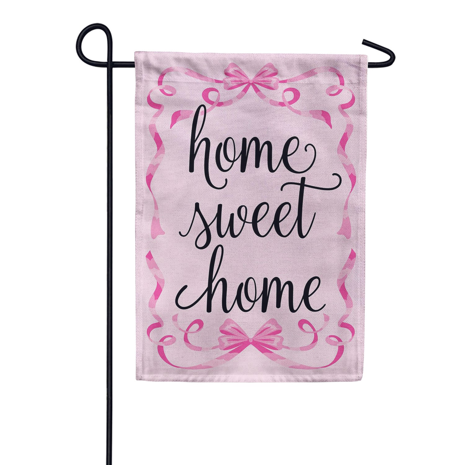 Evergreen Burlap Garden Flag - Home Sweet Home Pink Ribbon