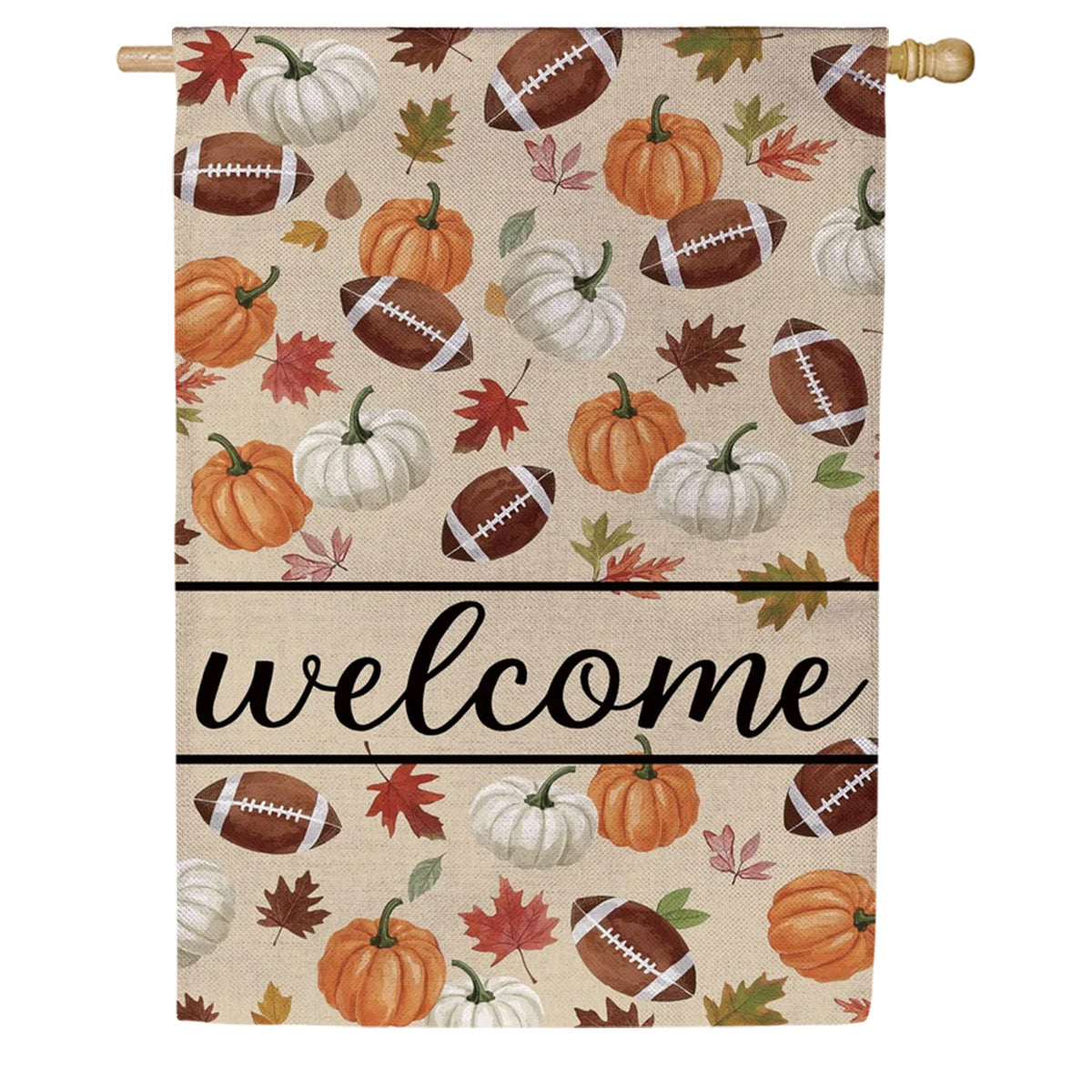 Evergreen Game Day Welcome Burlap House Flag