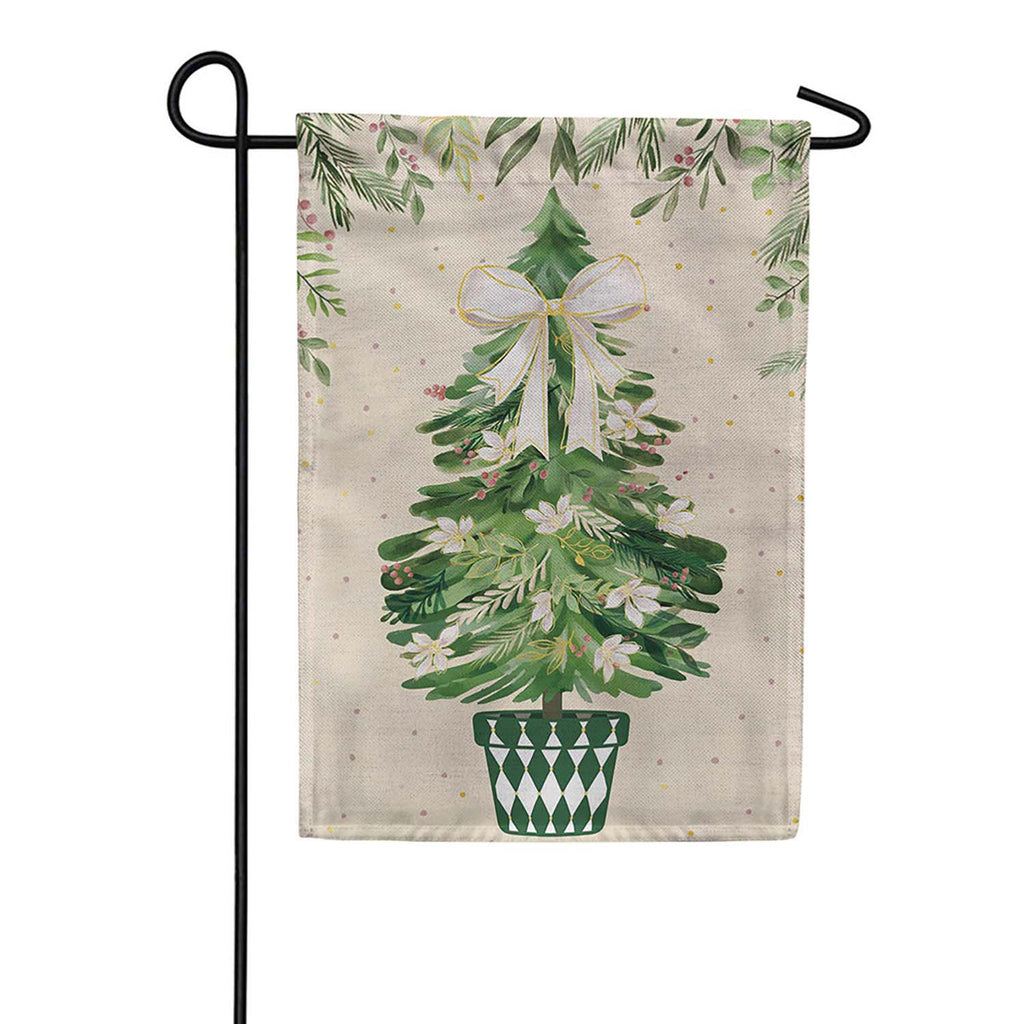 Evergreen Burlap Garden Flag - Shades of Emerald