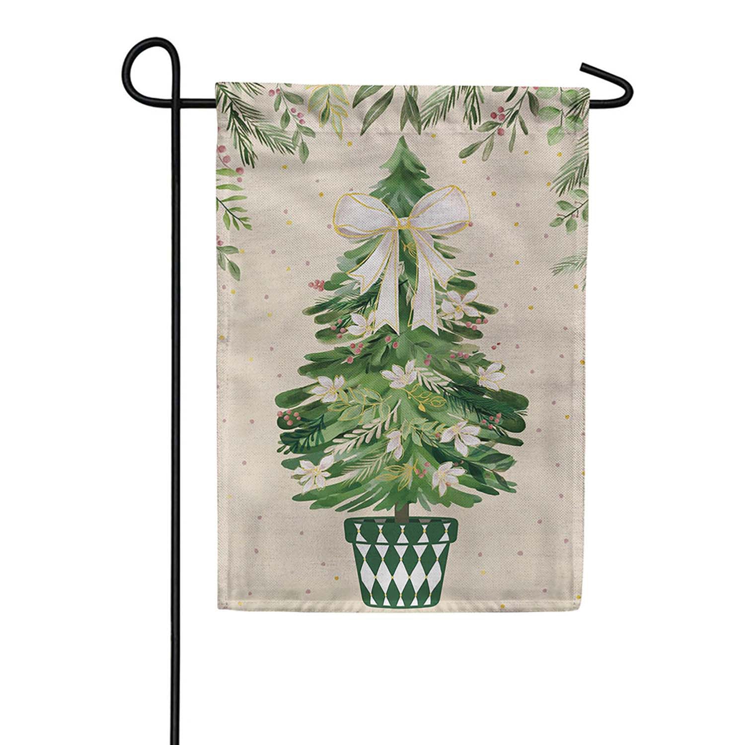 Evergreen Burlap Garden Flag - Shades of Emerald