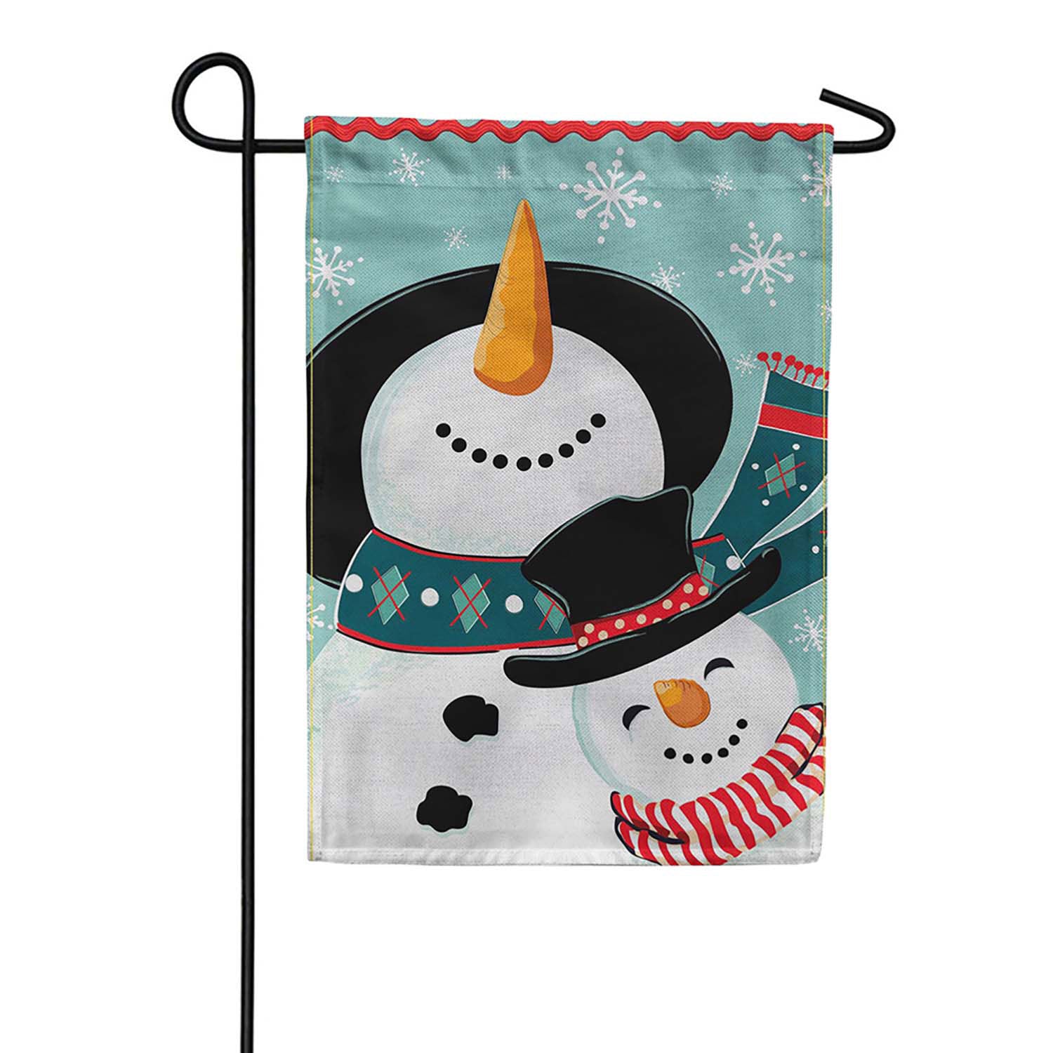 Evergreen Burlap Garden Flag - Snowman Pair
