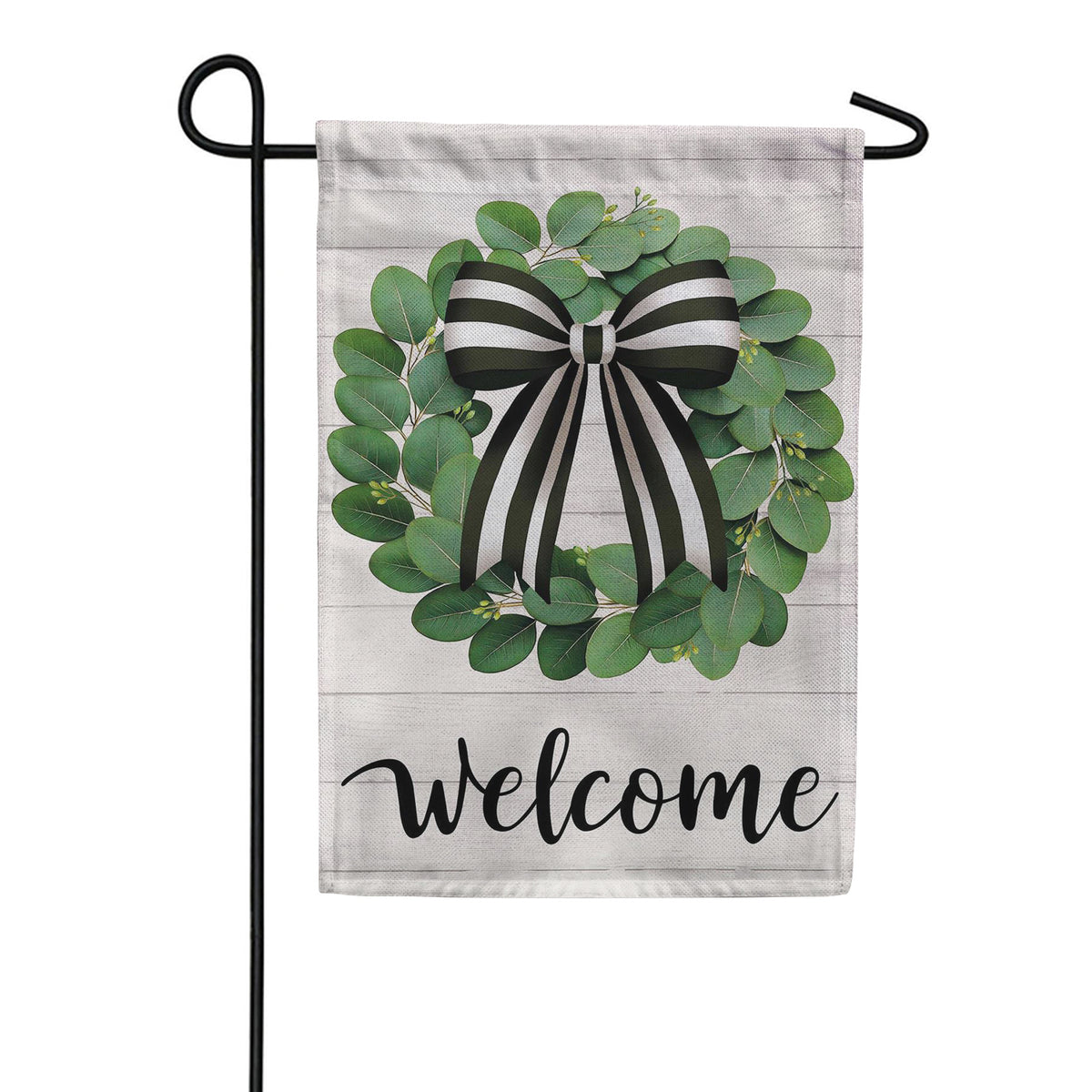 Evergreen Burlap Garden Flag - Eucalyptus Leaves Wreath