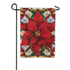 Evergreen Burlap Garden Flag - Stained Glass Poinsettia