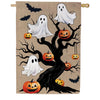 Evergreen Halloween Festive Tree Burlap House Flag