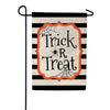 Evergreen Striped Trick or Treat Burlap Garden Flag
