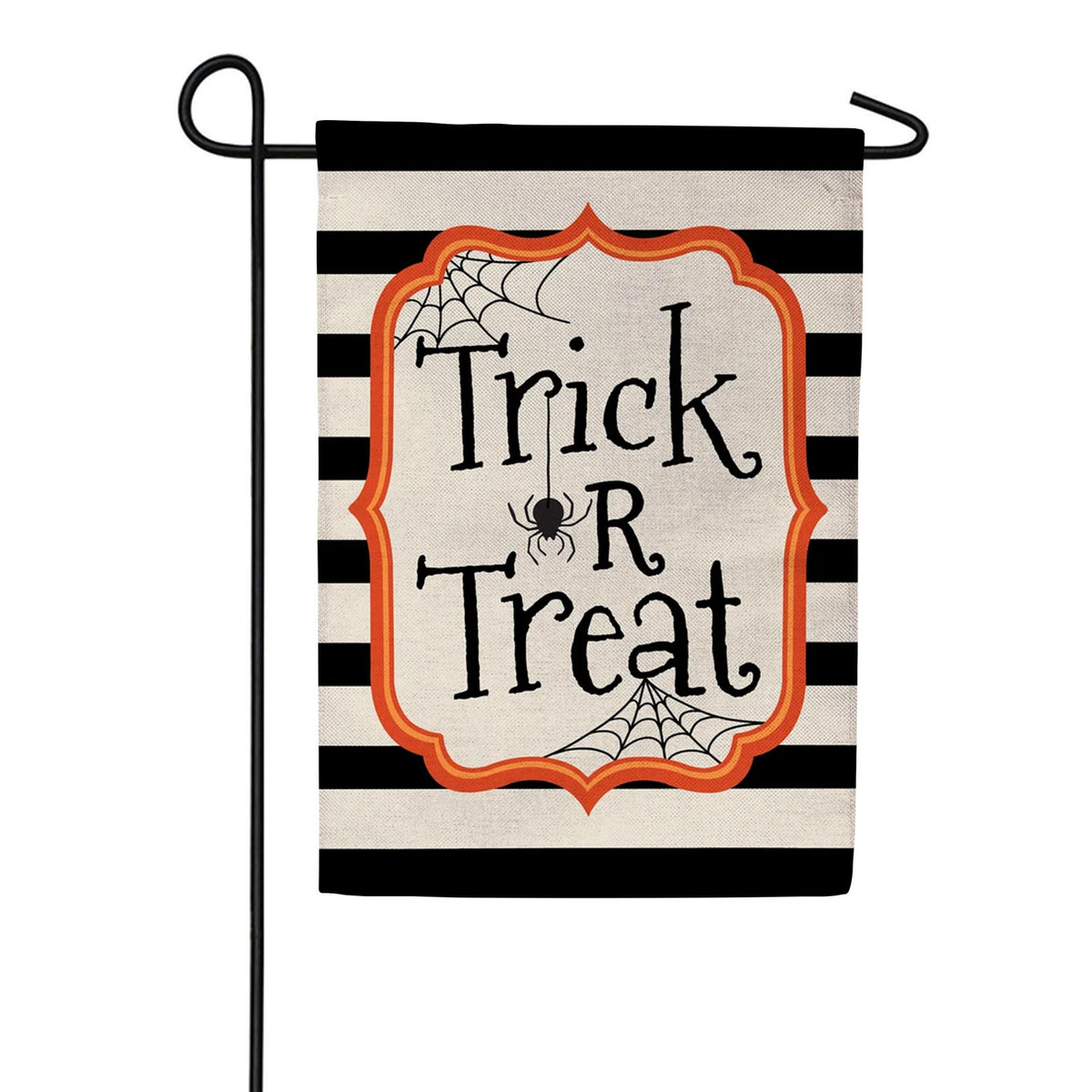 Evergreen Striped Trick or Treat Burlap Garden Flag