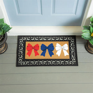 Evergreen American Classic Red White & Bows Flocked Coir Switch Mat
