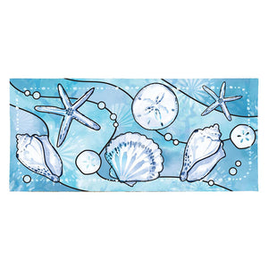 Evergreen Blue Coastal Shells Flocked Coir Switch Mat